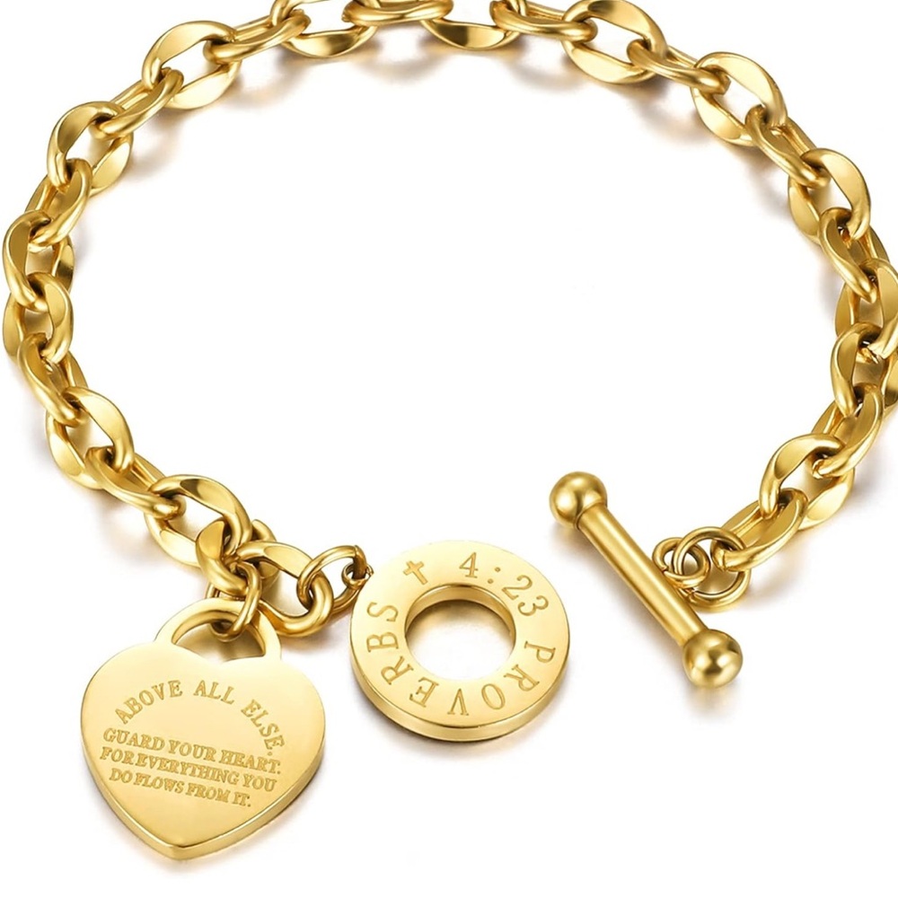 Gold Heart Charm Bracelet